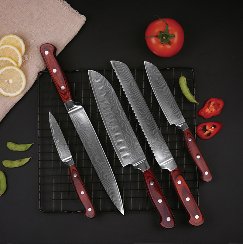 Damascus VG10 steel cooking knife set (7) Damascus VG10 steel cooking knife set (7)