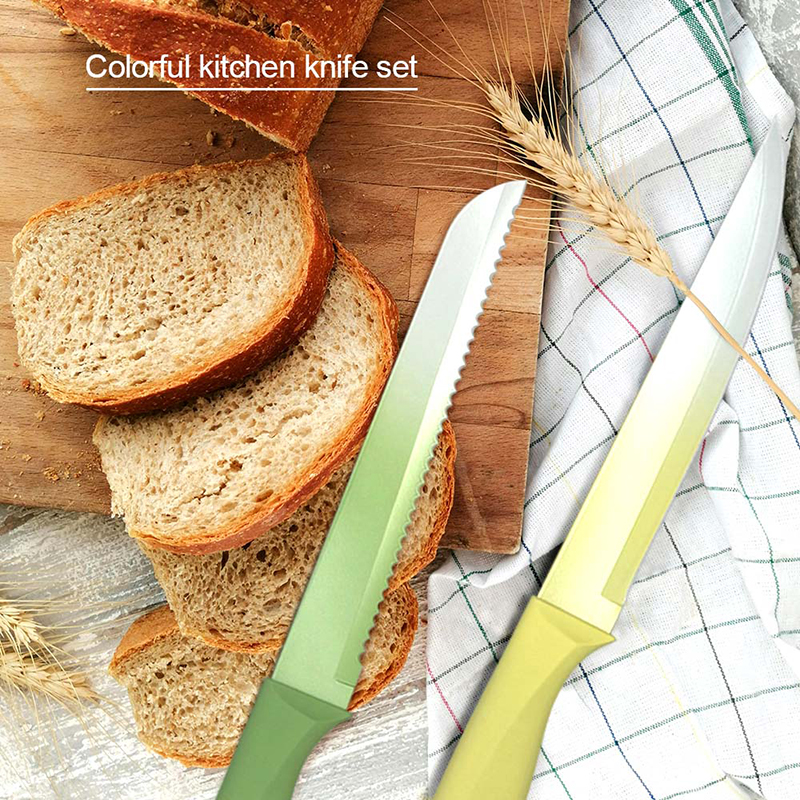 Colorful Kitchen Knife Set in PP Handle with Nonstick Coating