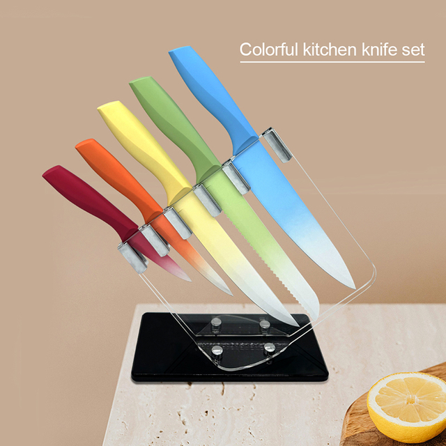 Colorful Kitchen Knife Set in PP Handle with Nonstick Coating
