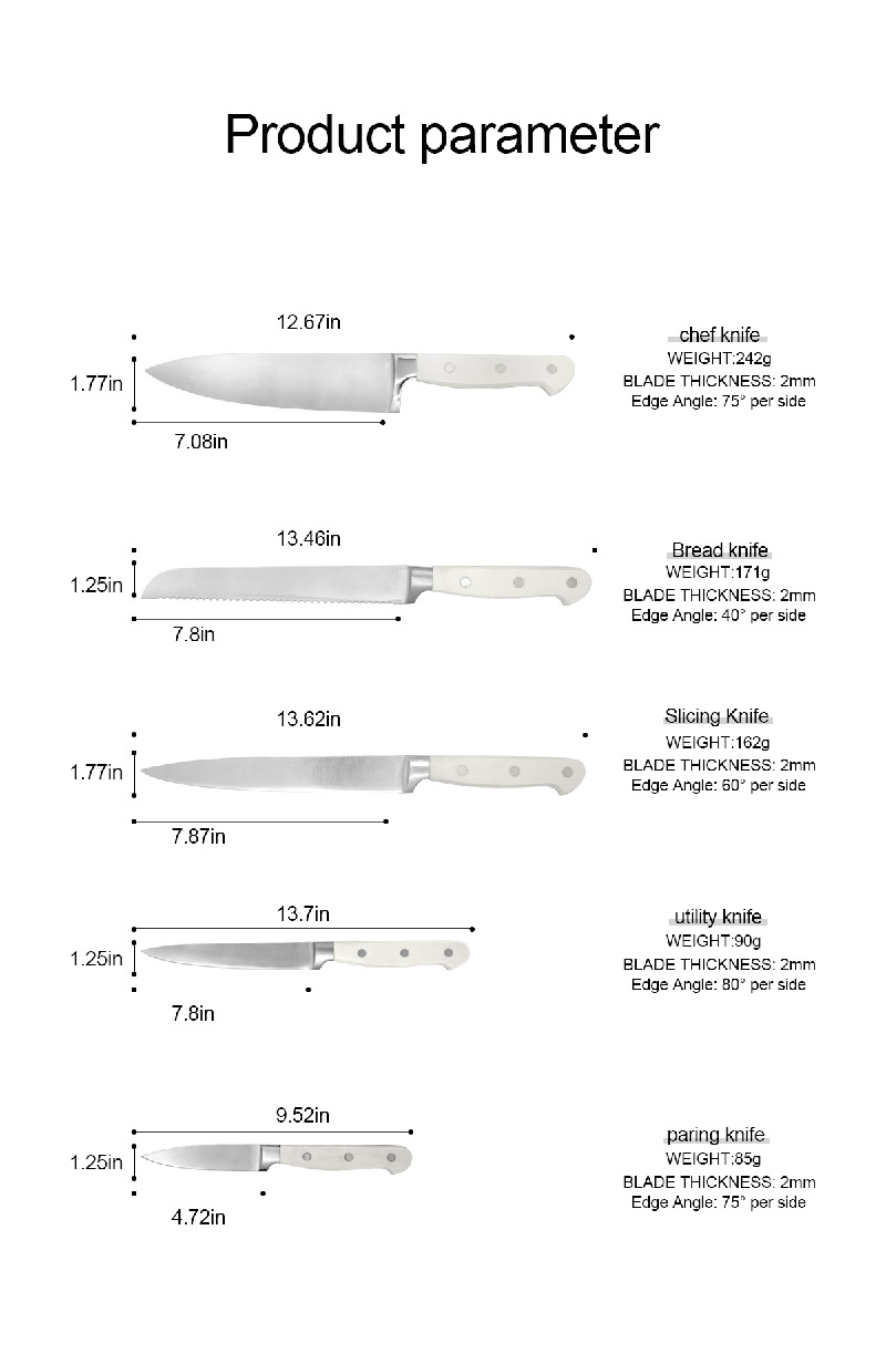 Classical cooking kitchen knife set with wood block (5)