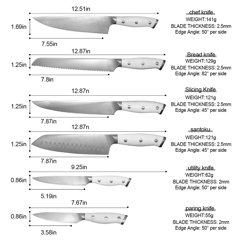 6pk Forged Kitcheh Knfei Set with Knife Block