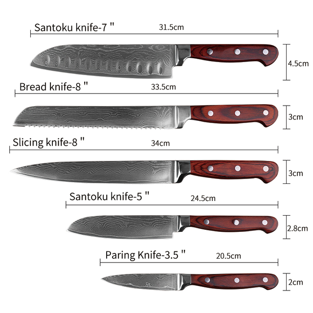 Damascus VG10 Steel Cooking Knife Set