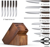 15pk Wood Handle Kitchen Knife Set with Acacia Wood Block