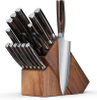 15pk Wood Handle Kitchen Knife Set with Acacia Wood Block