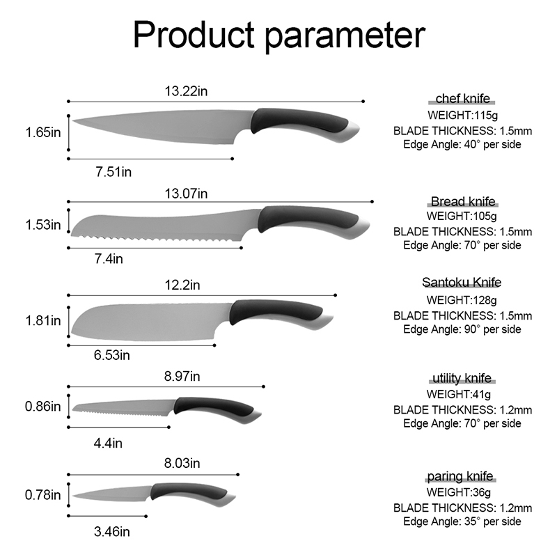 Double-layer PP Handle Design Kitchen Knife Set