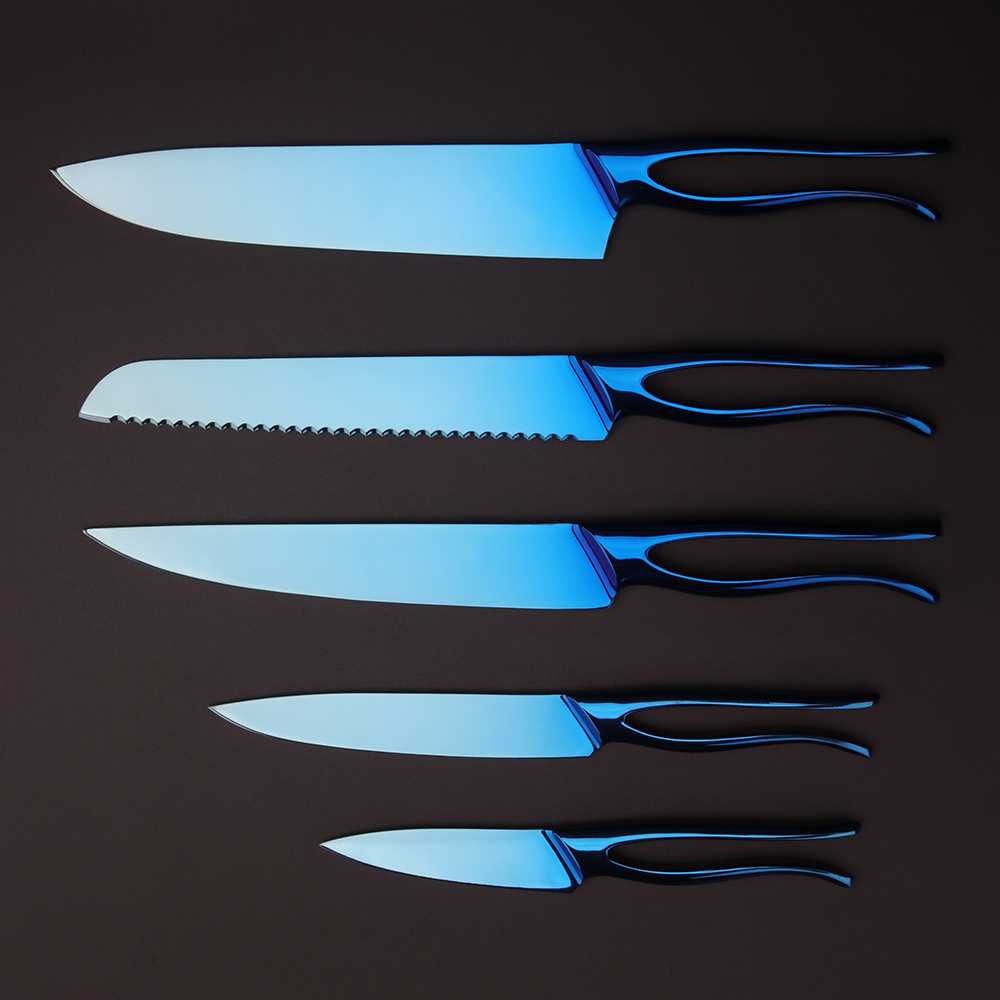 Mermaid Shape Kitchen Knife Set in Blue Titanize