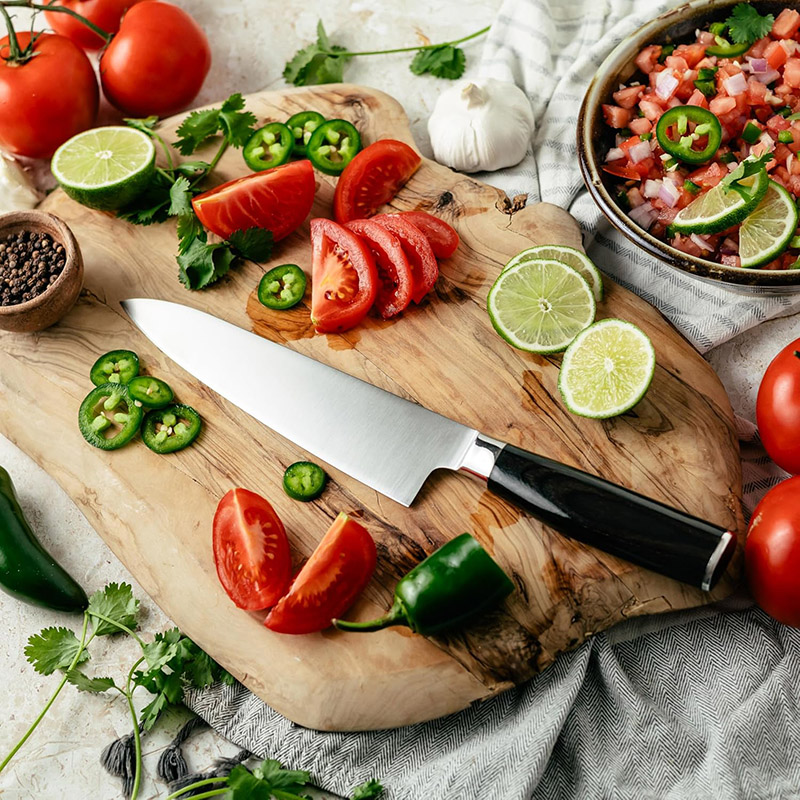 15pk wood handle kitchen knife set with Acacia wood block (8)