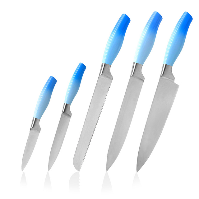 Hollow Handle Kitchen Knife Set with Gradient Color Coating