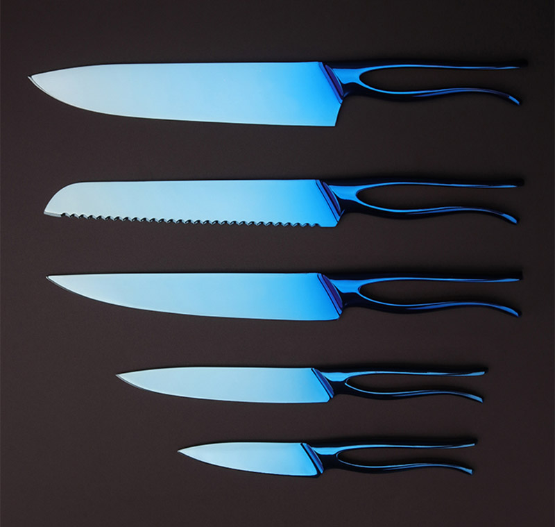 Mermaid Shape Kitchen Knife Set in Blue Titanize (5)