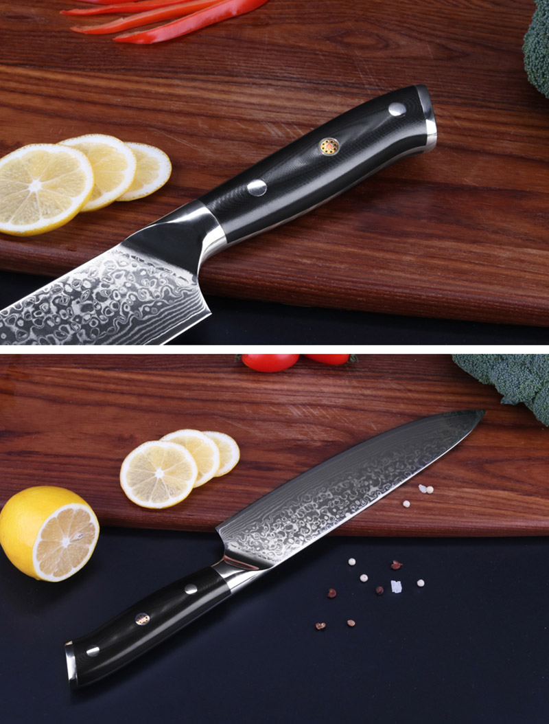 Double bloster Damascus Knife Set with G10 handle (9)