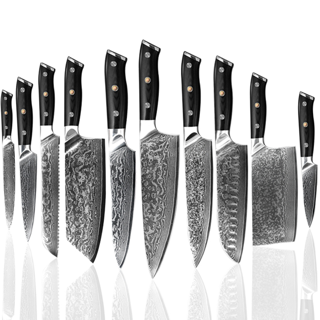 Double Bloster Damascus Knife Set with G10 Handle