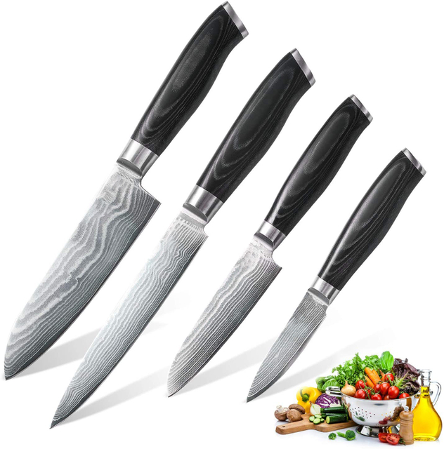 Premium double bloster Damascus Kitchen Knife Set