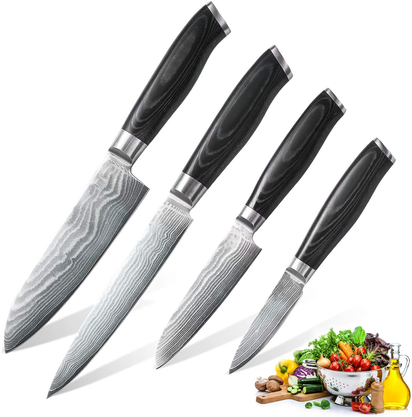 Premium double bloster Damascus Kitchen Knife Set