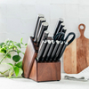 15pk Wood Handle Kitchen Knife Set with Acacia Wood Block
