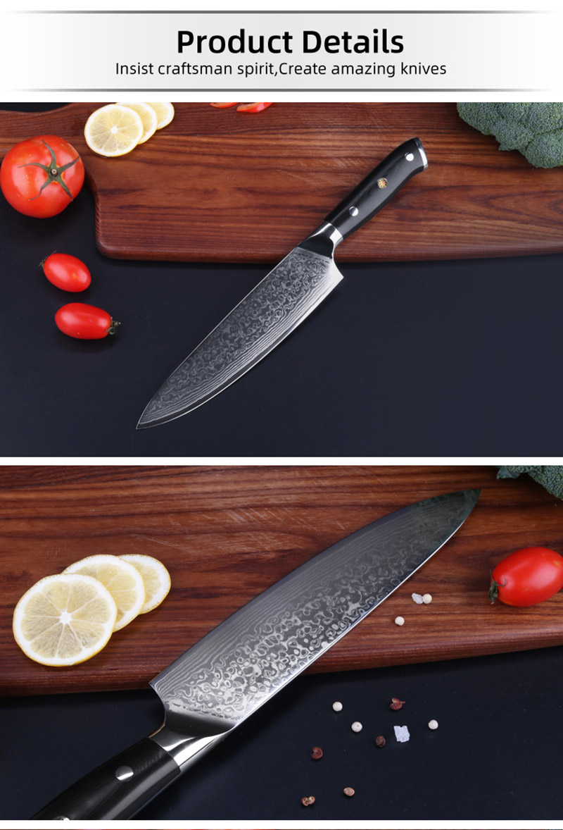 Double bloster Damascus Knife Set with G10 handle (8)
