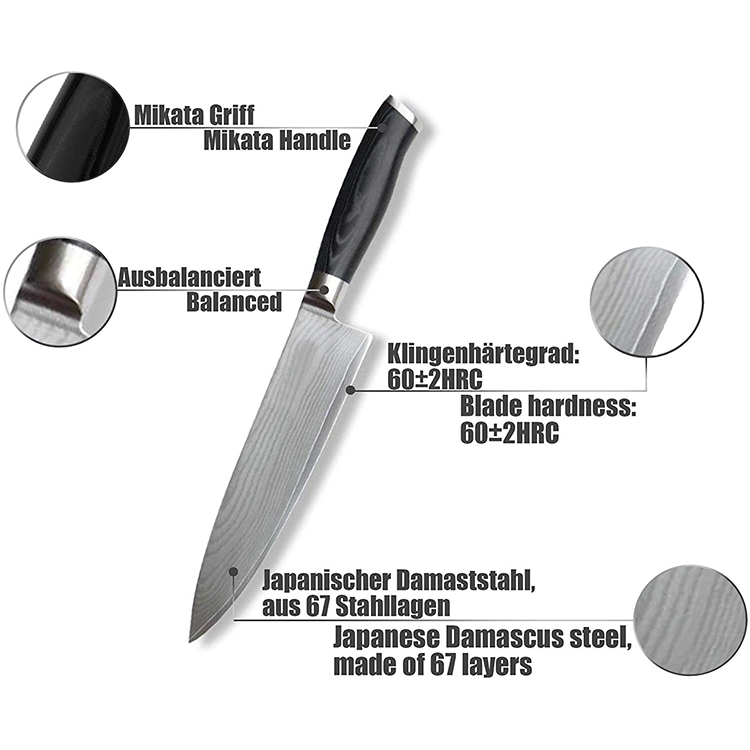Premium double bloster Damascus Kitchen Knife Set