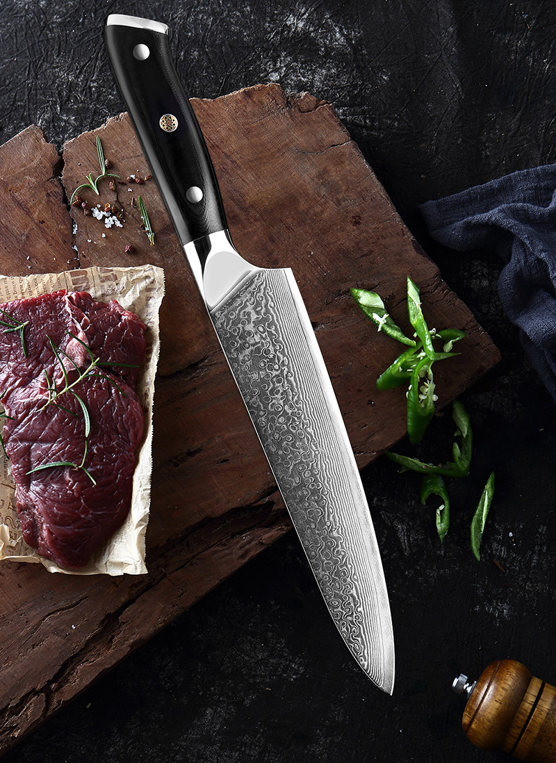 Double bloster Damascus Knife Set with G10 handle (2)