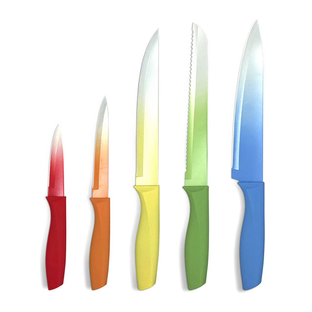 Colorful Kitchen Knife Set in PP Handle with Nonstick Coating
