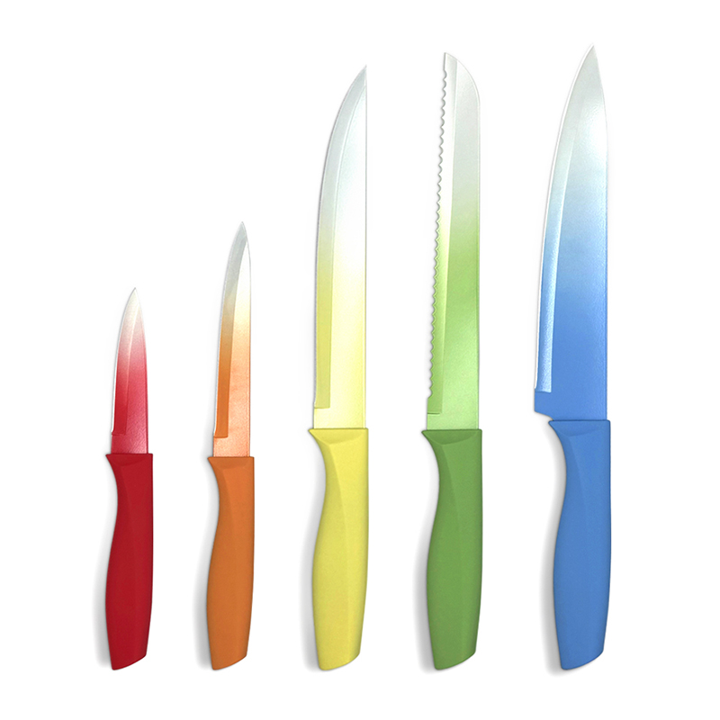 Colorful Kitchen Knife Set in PP Handle with Nonstick Coating