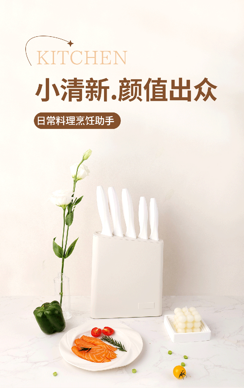 Plastic hanlde kitchen cooking knife set (1)