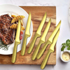 Hammered Gold 12pk Hollow Handle Kitchen Knife Set with Block