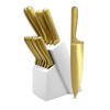 Hammered Gold 12pk Hollow Handle Kitchen Knife Set with Block