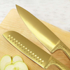 Hammered Gold 12pk Hollow Handle Kitchen Knife Set with Block